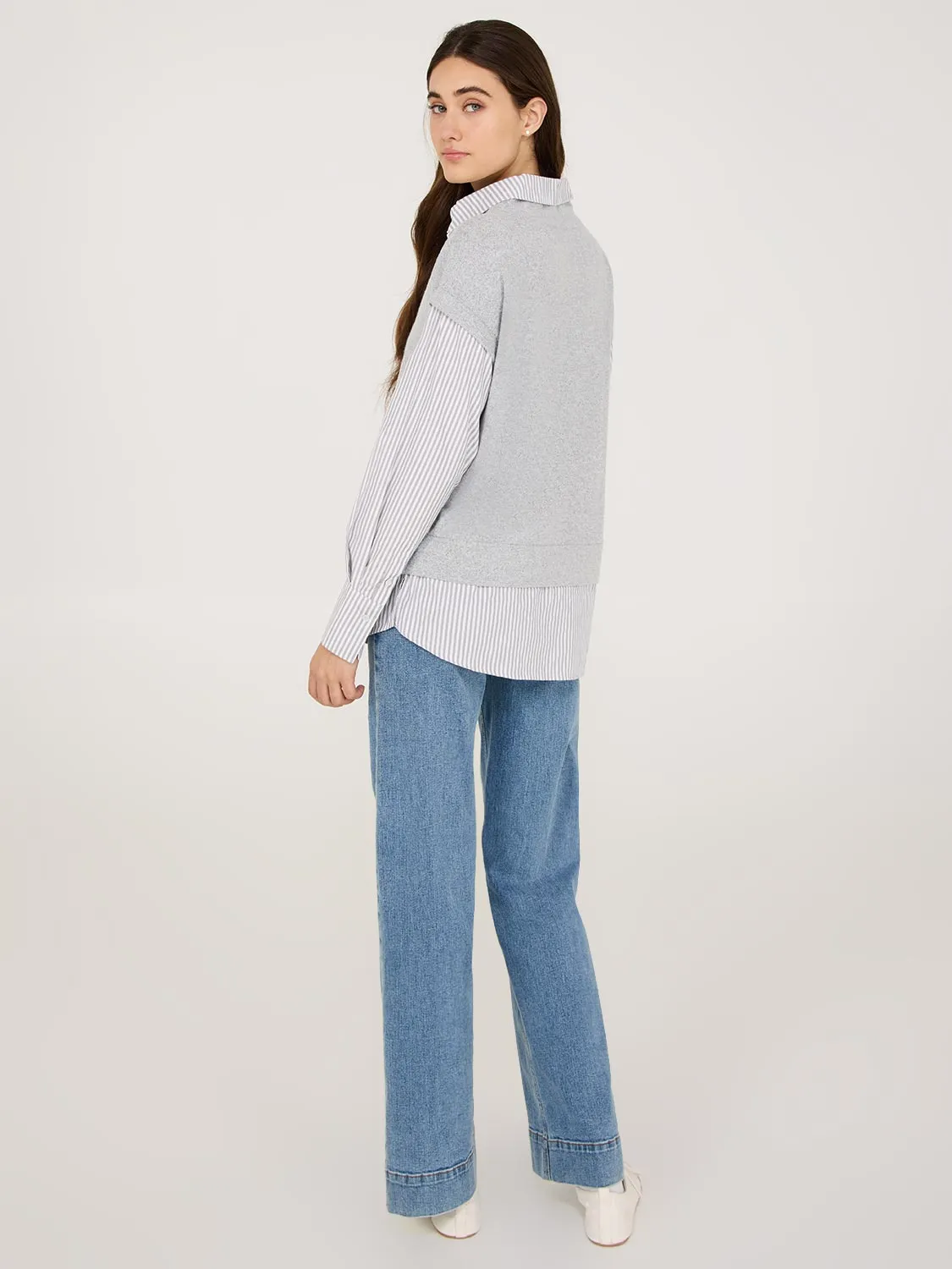 2-Fer Blouse With Soft Brushed Top