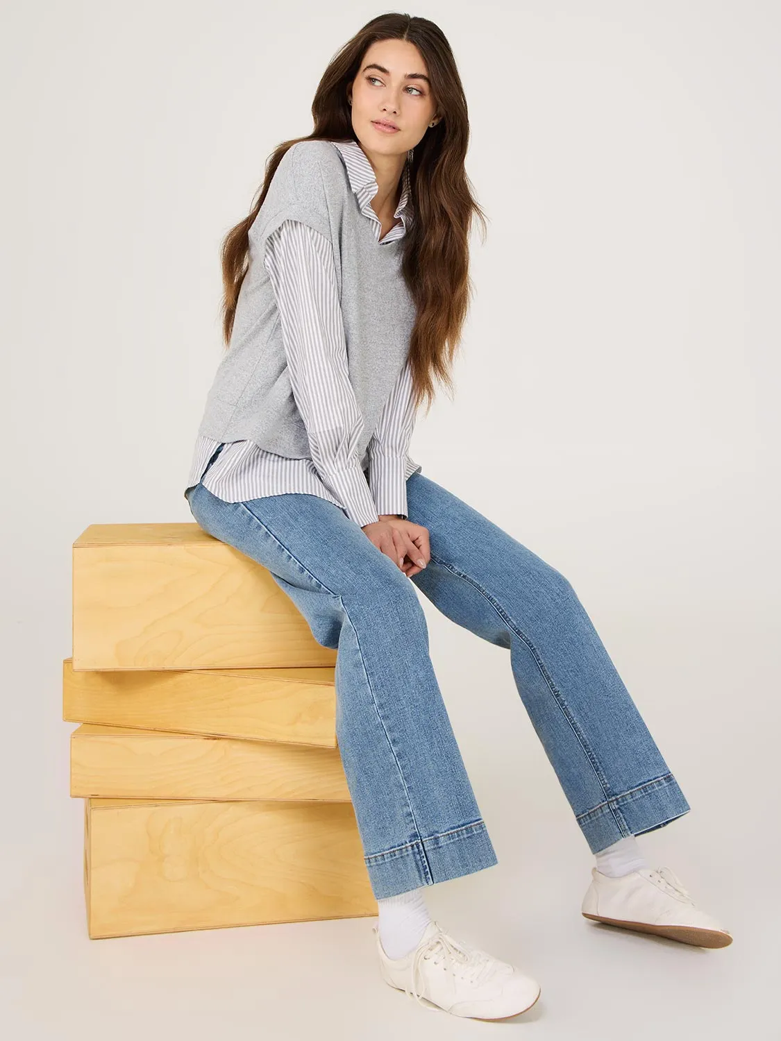 2-Fer Blouse With Soft Brushed Top