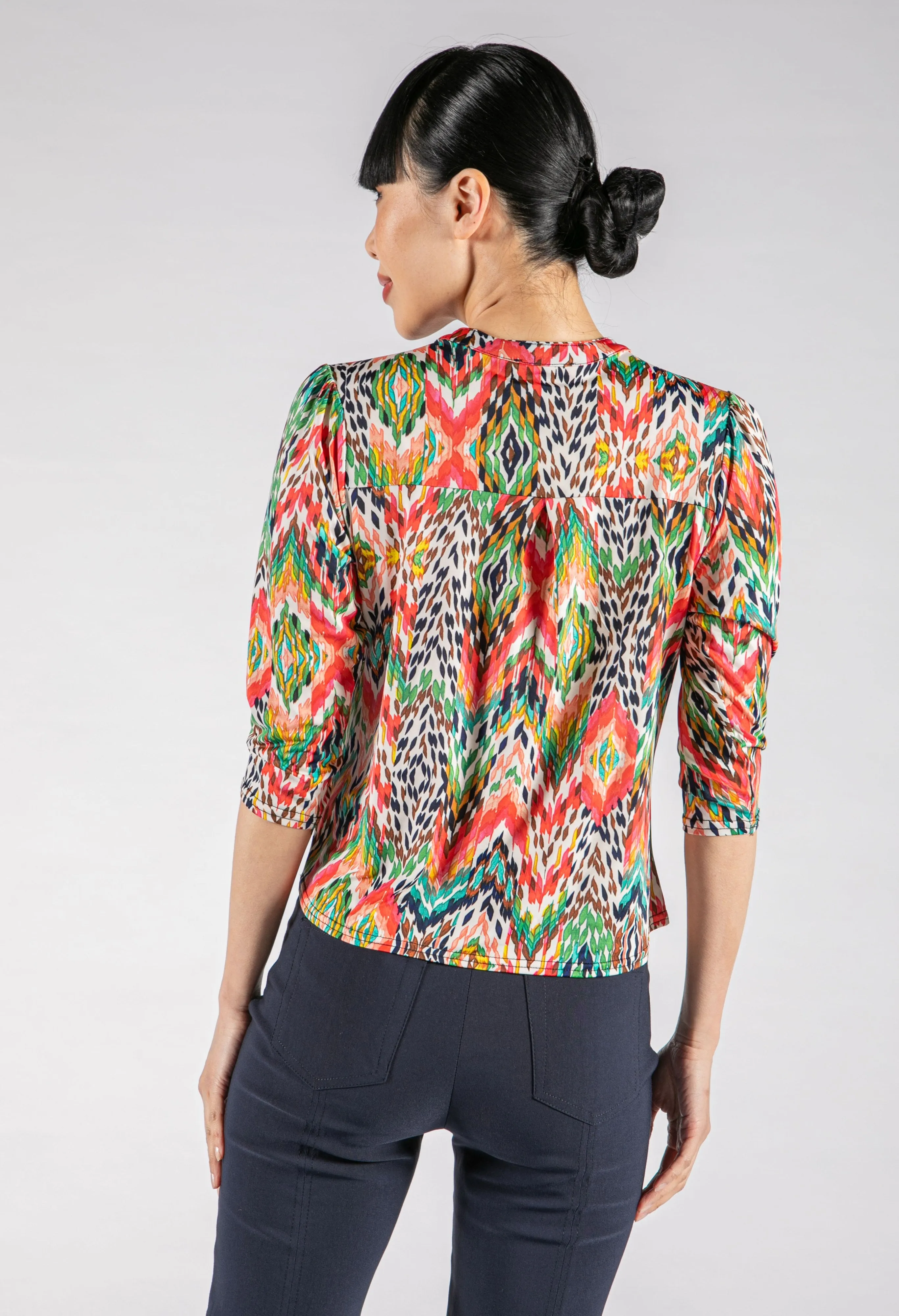 Abstract Print V Neckline Top