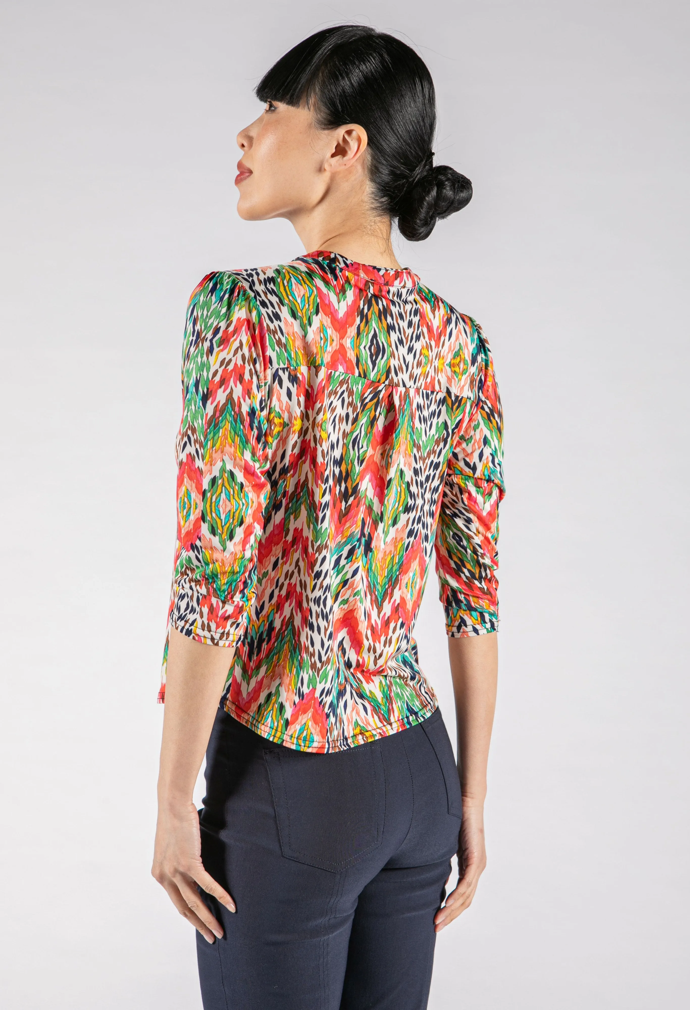 Abstract Print V Neckline Top