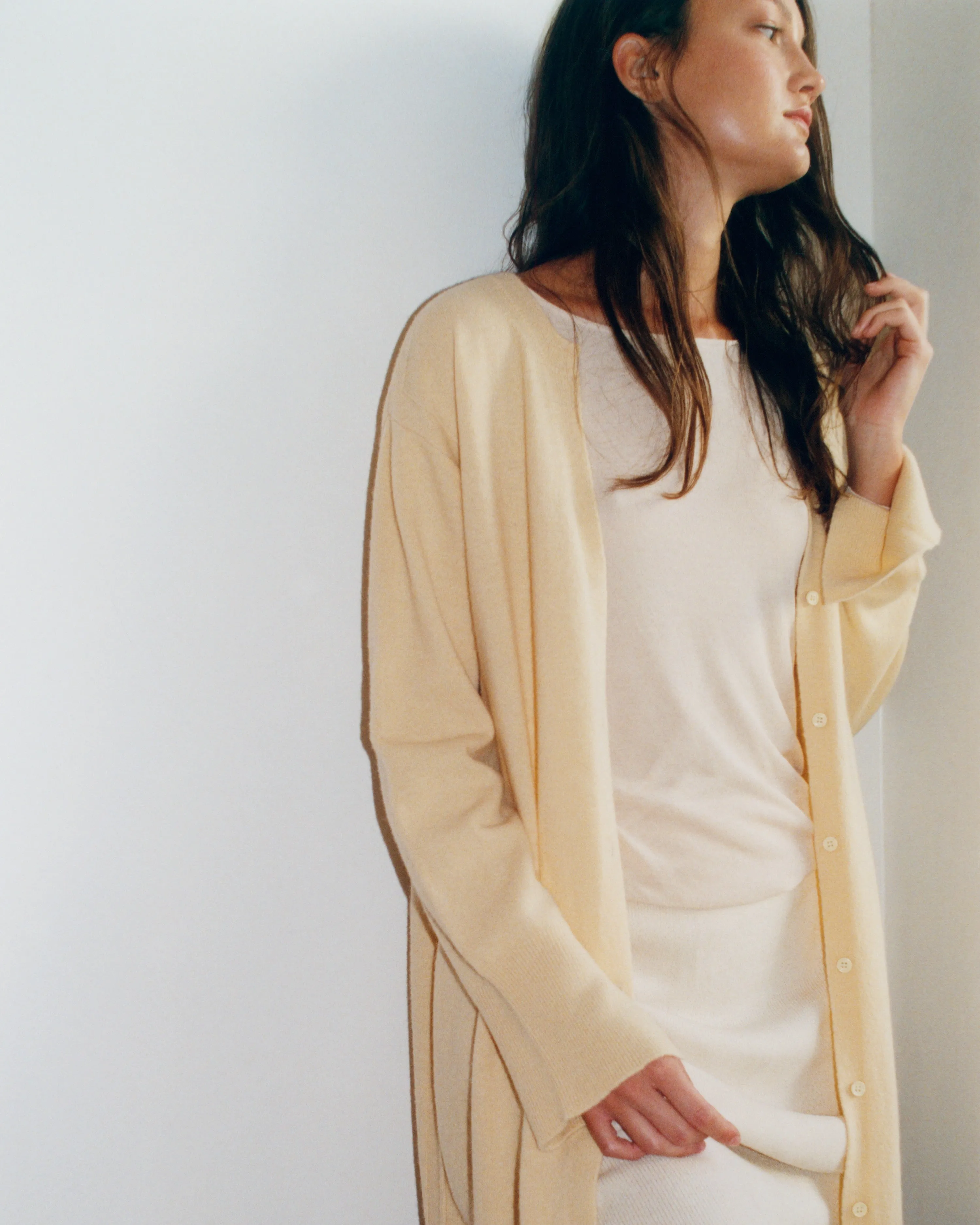 APT Classic Long Knit Robe / marzipan yellow