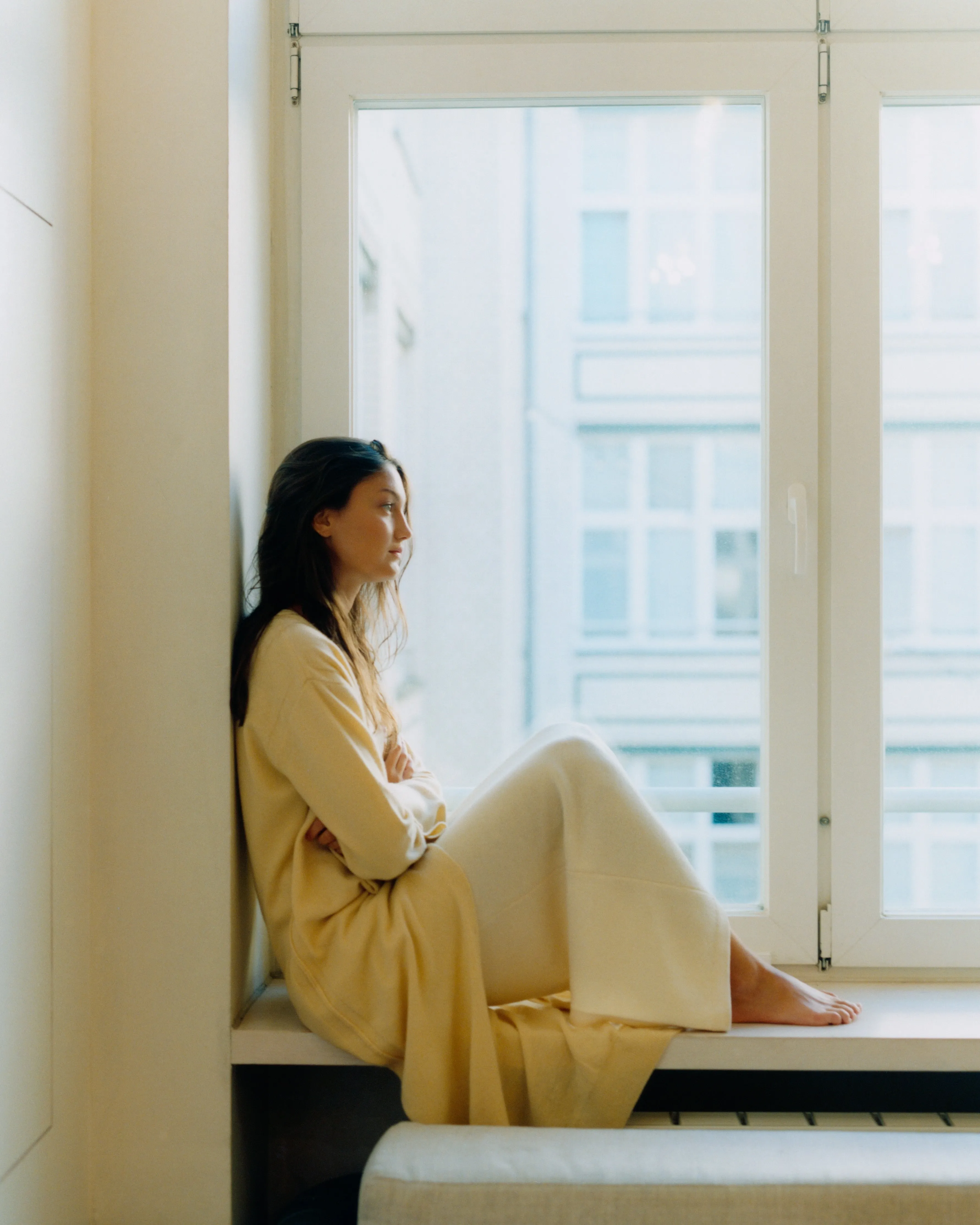 APT Classic Long Knit Robe / marzipan yellow