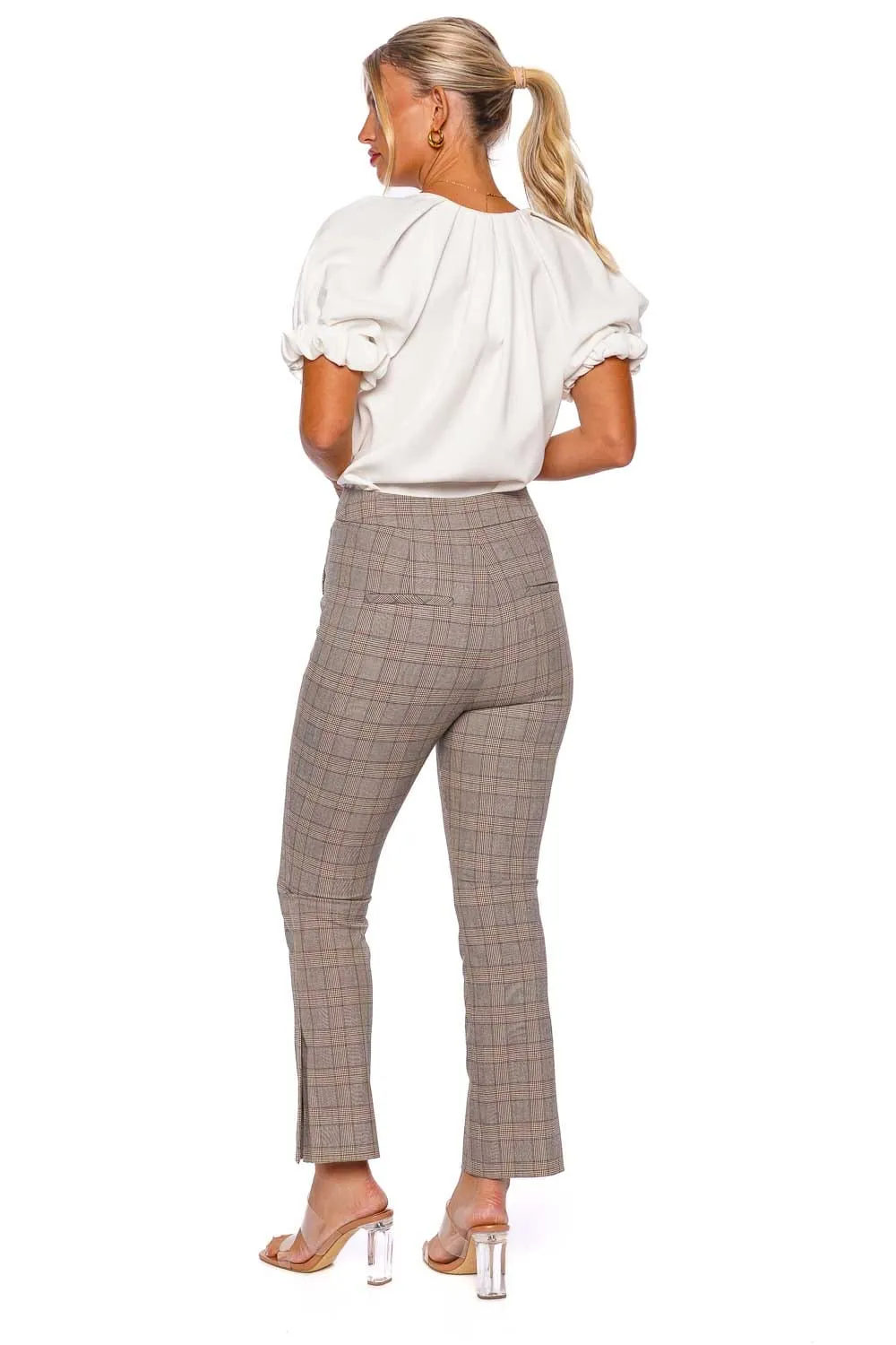 Arte Plaid Wool Blend Flare Crop Pant
