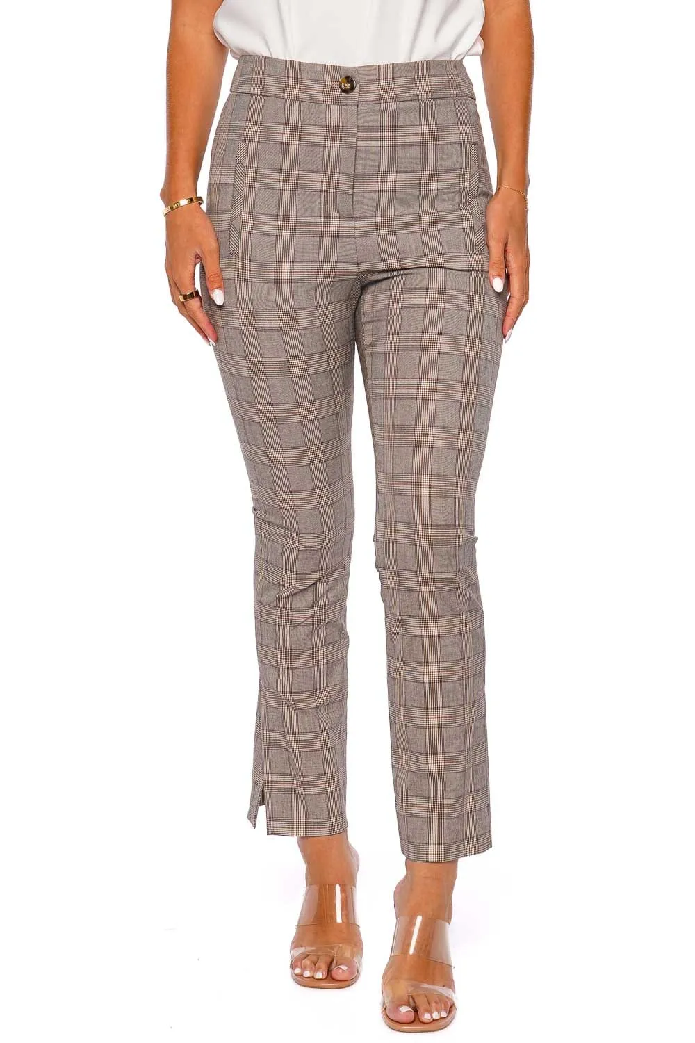 Arte Plaid Wool Blend Flare Crop Pant