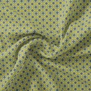 Attractive Tiny Green Link Flower Digital Printed Fabric - Crepe