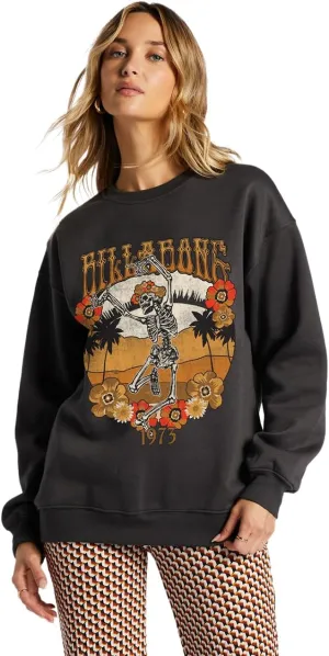 Billabong Energy And Wisdom Oversized Crewneck Sweatshirt Off Black