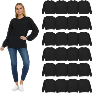 BILLIONHATS 24 Pack Womens Oversized Crew Neck Sweatshirt, Fleece Lined, Bulk Wholesale Sweatshirts for Charities & Events