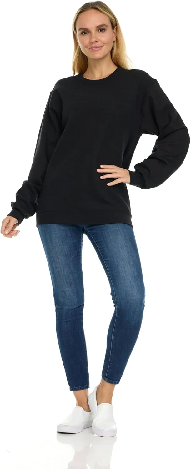 BILLIONHATS 24 Pack Womens Oversized Crew Neck Sweatshirt, Fleece Lined, Bulk Wholesale Sweatshirts for Charities & Events