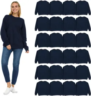 BILLIONHATS 24 Pack Womens Oversized Crew Neck Sweatshirt, Fleece Lined, Bulk Wholesale Sweatshirts for Charities & Events