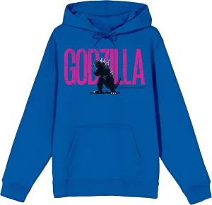 Bioworld Godzilla Classic Oversized Logo Long Sleeve Blue Women's Hooded Sweatshirt
