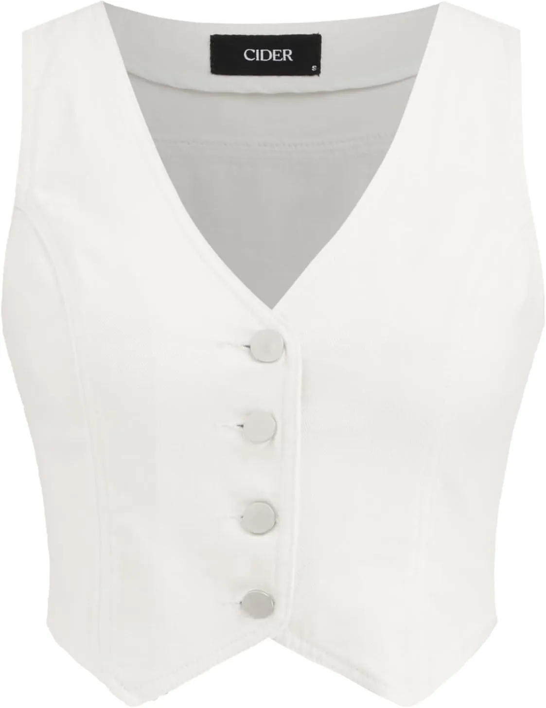 CIDER Women's Denim Vest V Neck Sleeveless Crop Vest Button Down Casual Tops Trendy