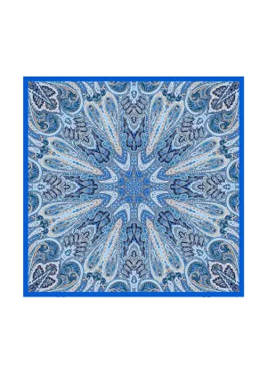 Codello Small Silk Paisley Scarf Blue Hues