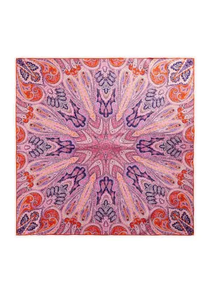 Codello Small Silk Paisley Scarf Pink and Navy