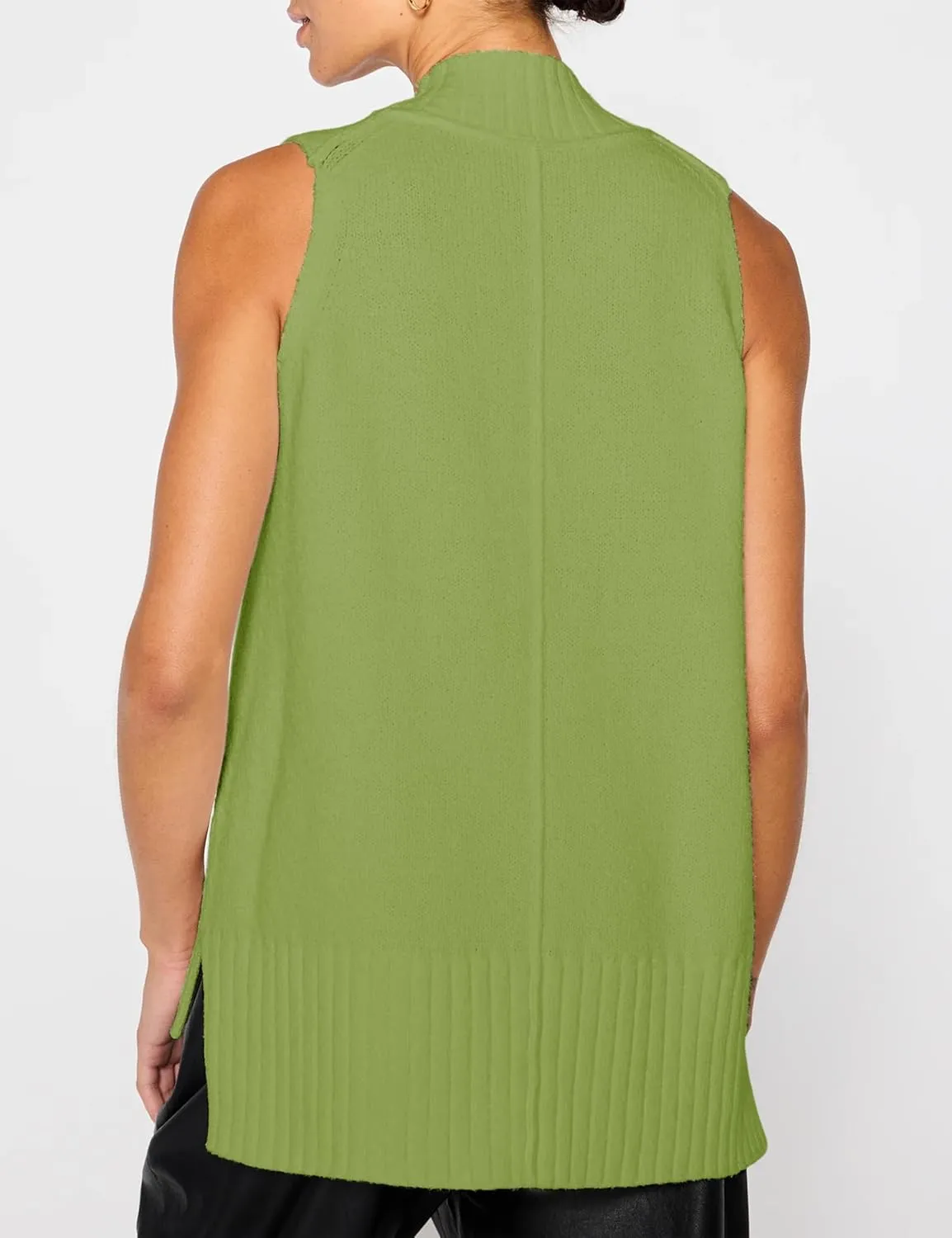 Daacee Women's V Neck Sweater Vest Casual Summer Loose Side Slit Sleeveless Pullover Knit Tank Tops