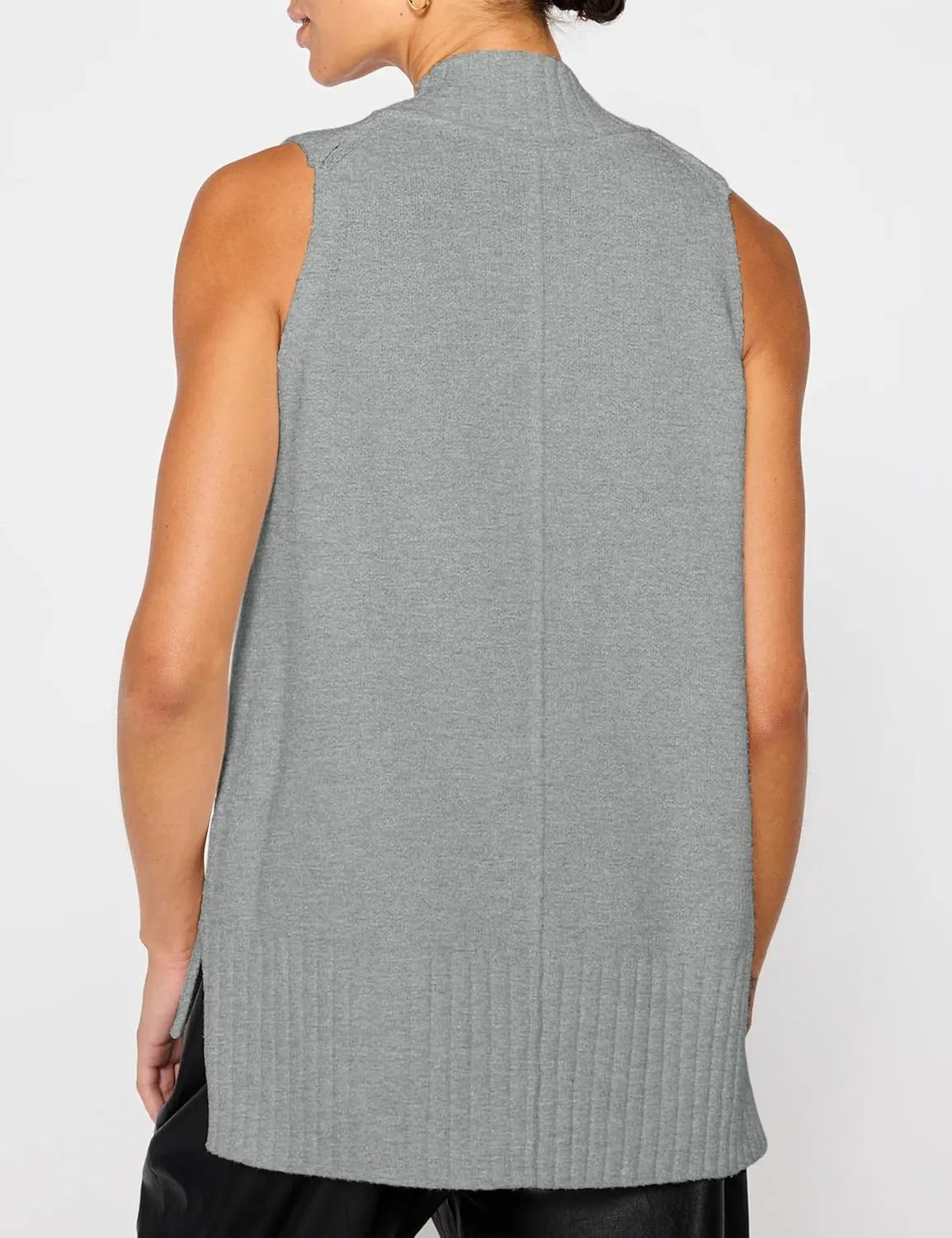 Daacee Women's V Neck Sweater Vest Casual Summer Loose Side Slit Sleeveless Pullover Knit Tank Tops
