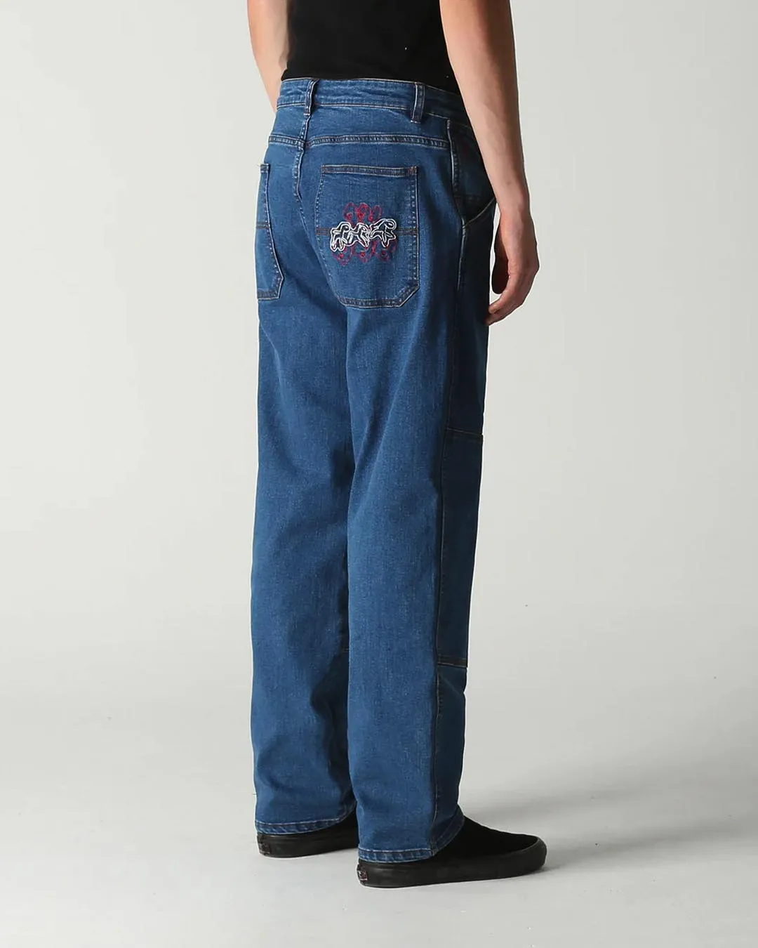 Distend Double Knee Demin Jeans - Dark Blue
