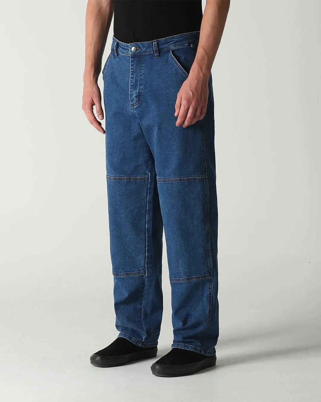 Distend Double Knee Demin Jeans - Dark Blue