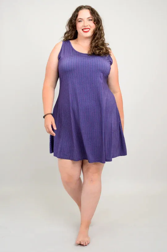 Evangeline Dress, Violet Stripes, Bamboo