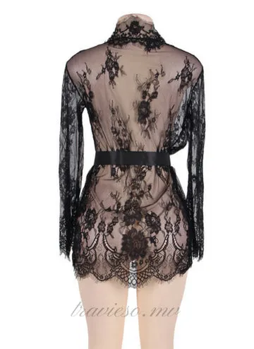 Eyelash Lace Sleepwear Gown