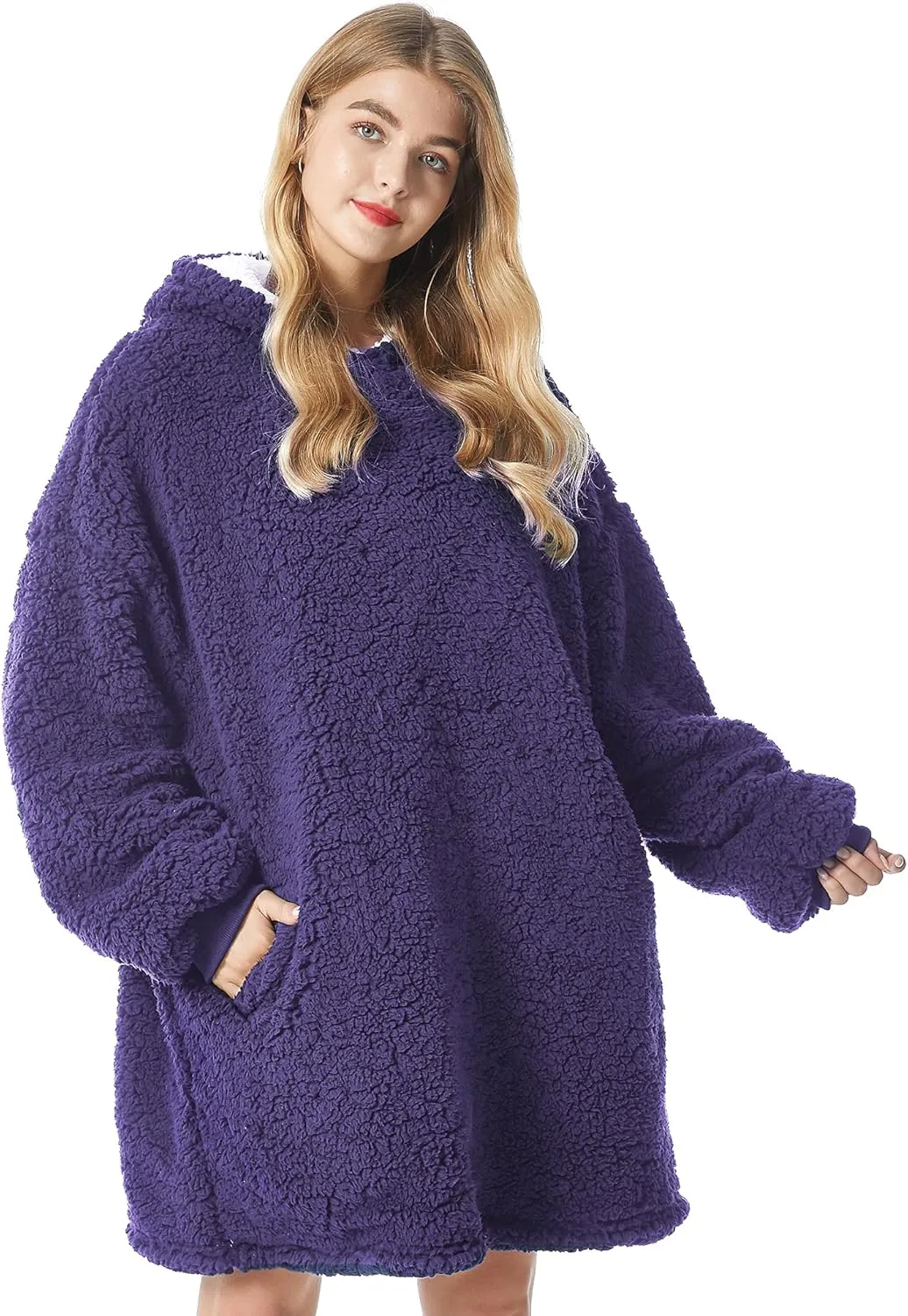 Felicigeely Blanket Hoodie Wearable Blanket Sweatshirt Oversized Hooded Blanket Sweater Gift for Women