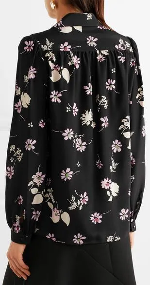 Floral-Print Silk Crepe de Chine Blouse