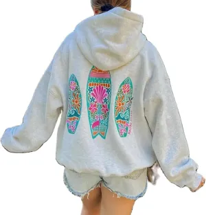 Graphic Hoodies Teen Girl Women Cute Floral Long Sleeve Preppy Oversized Hooded Sweatshirt Vintage Sweater Streewear