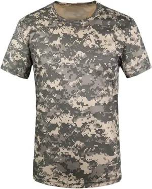 JSEIAJB Quick Dry Camouflage T Shirt Men O-Neck Short Sleeve Breathable Tee Tops Camo Fitness T-Shirts(D,M Code)