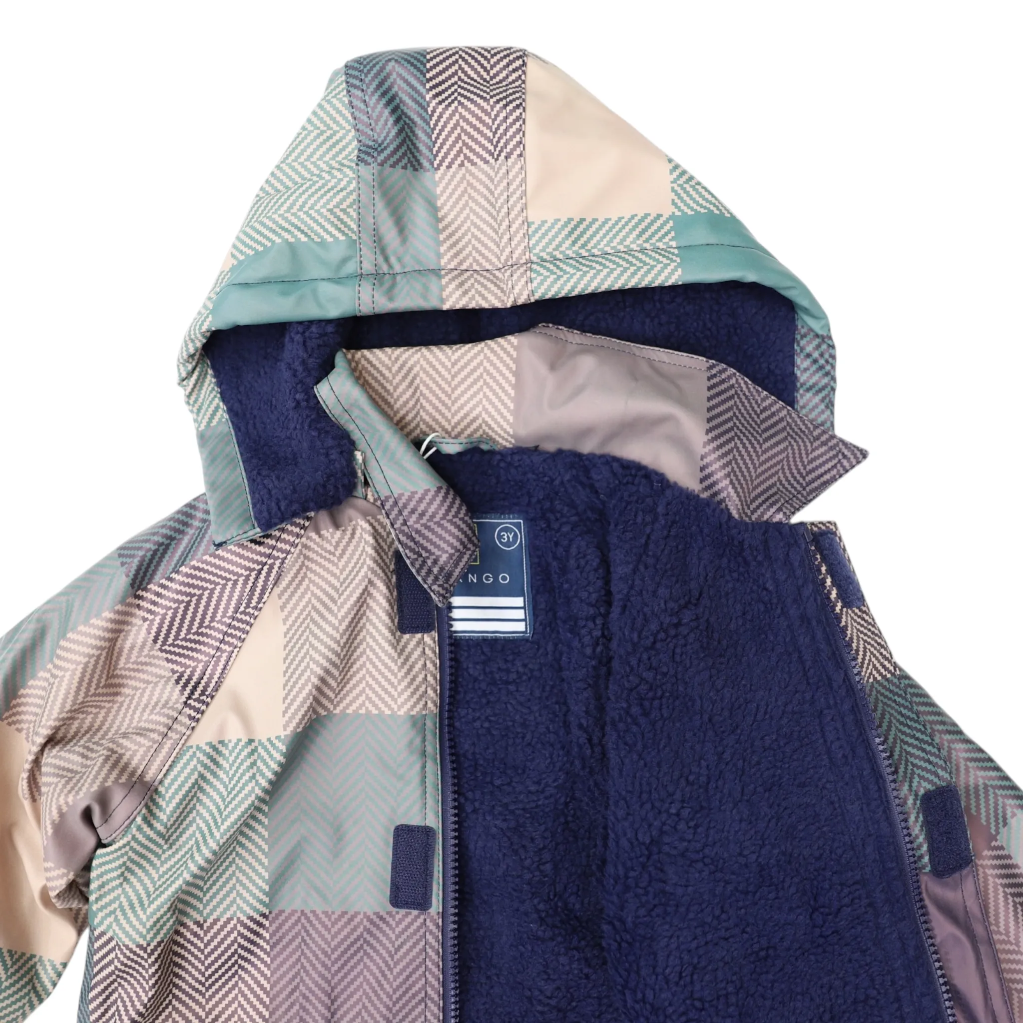 Korango Sherpa Lined Check Raincoat Green