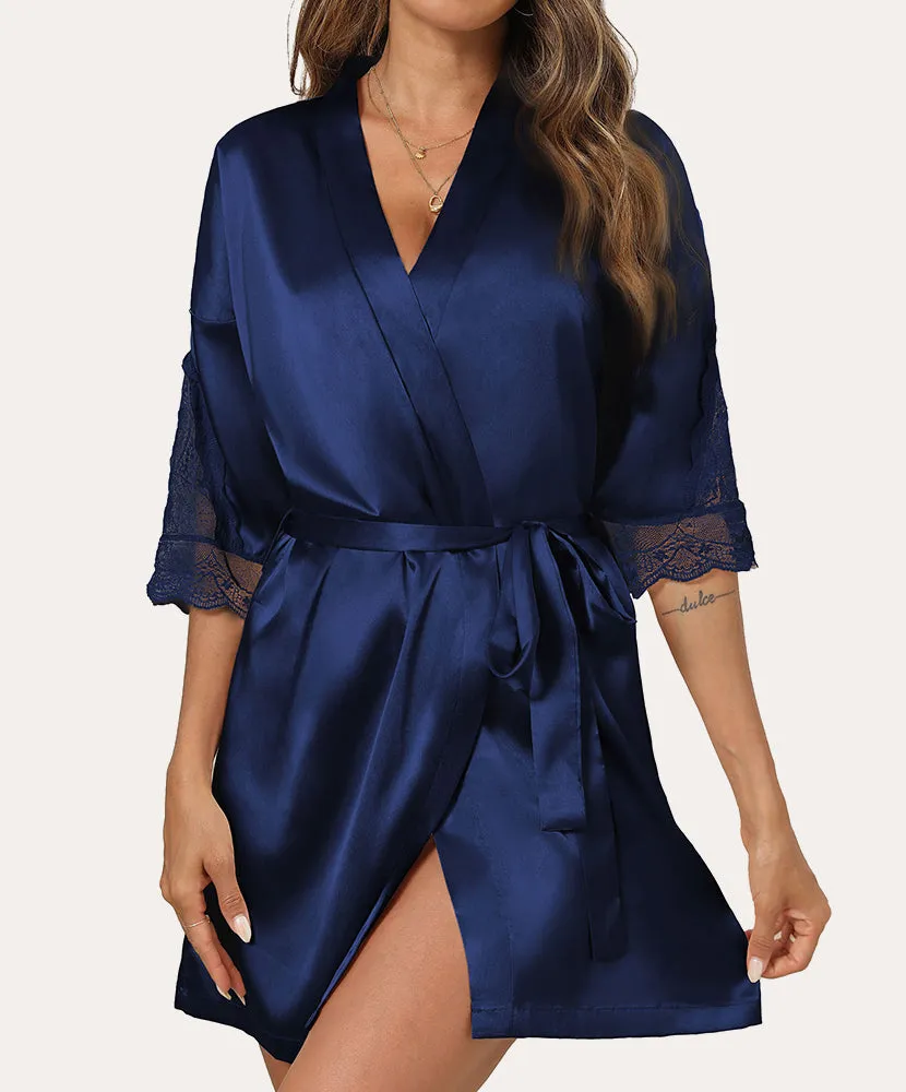 Lace Trim Sleeves Satin Robes (US Only)
