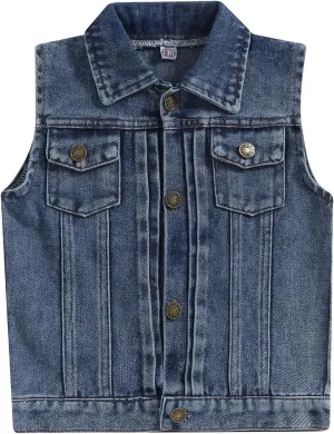 Ledy Champswiin Denim Vest Kids Girl Boy Fashion Coats Turn Dwon Collar Sleeveless Jackets Trendy Outwear
