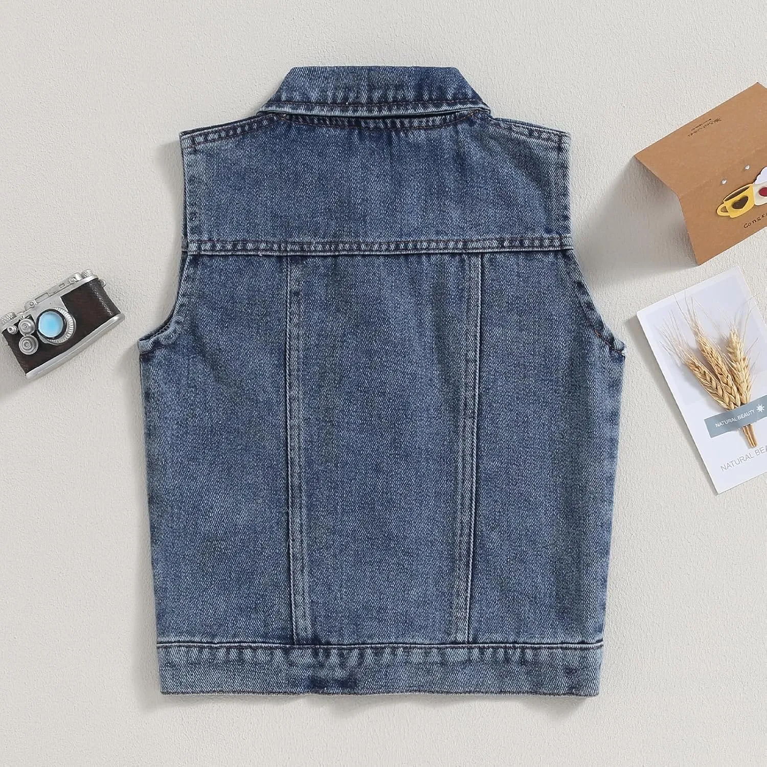 Ledy Champswiin Denim Vest Kids Girl Boy Fashion Coats Turn Dwon Collar Sleeveless Jackets Trendy Outwear