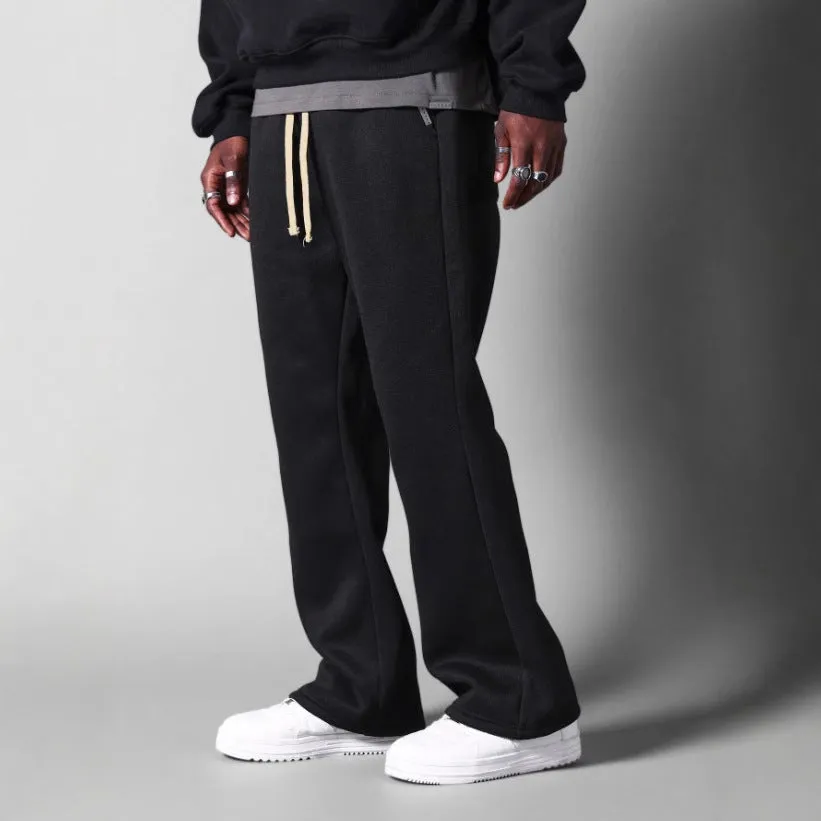 Mens Sweatpants  Cotton Fleece  Relaxed Fit  Flared Leg  Drawstring Waist