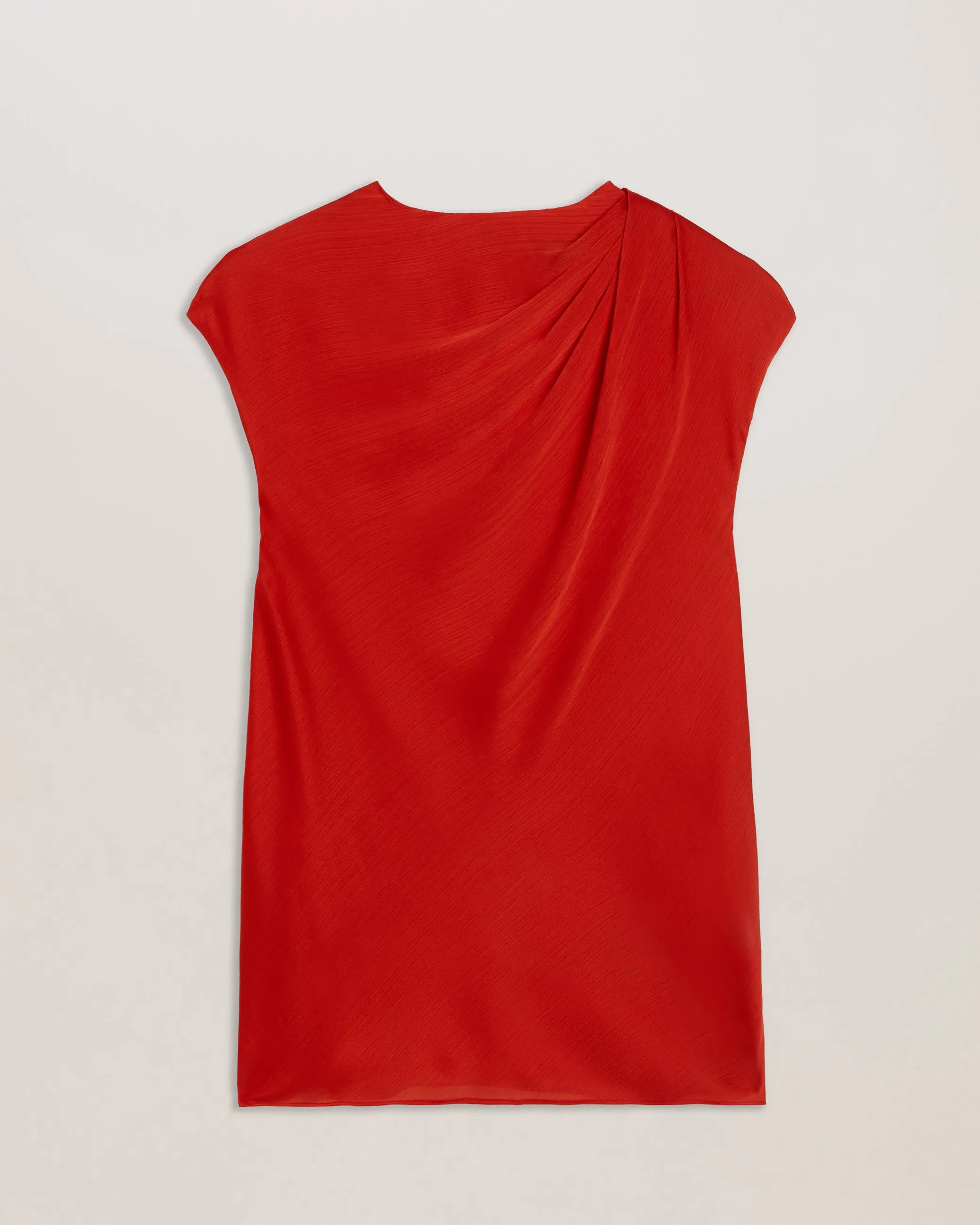 Misrina Drape Neck Cap Sleeve Top Red