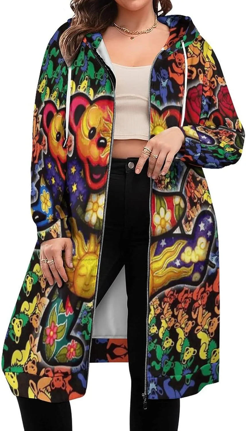 NEW Women's Full-Zip Casual Long Sleeve Oversized Sweatshirt Hoodie With Pocket Graphic Novelty