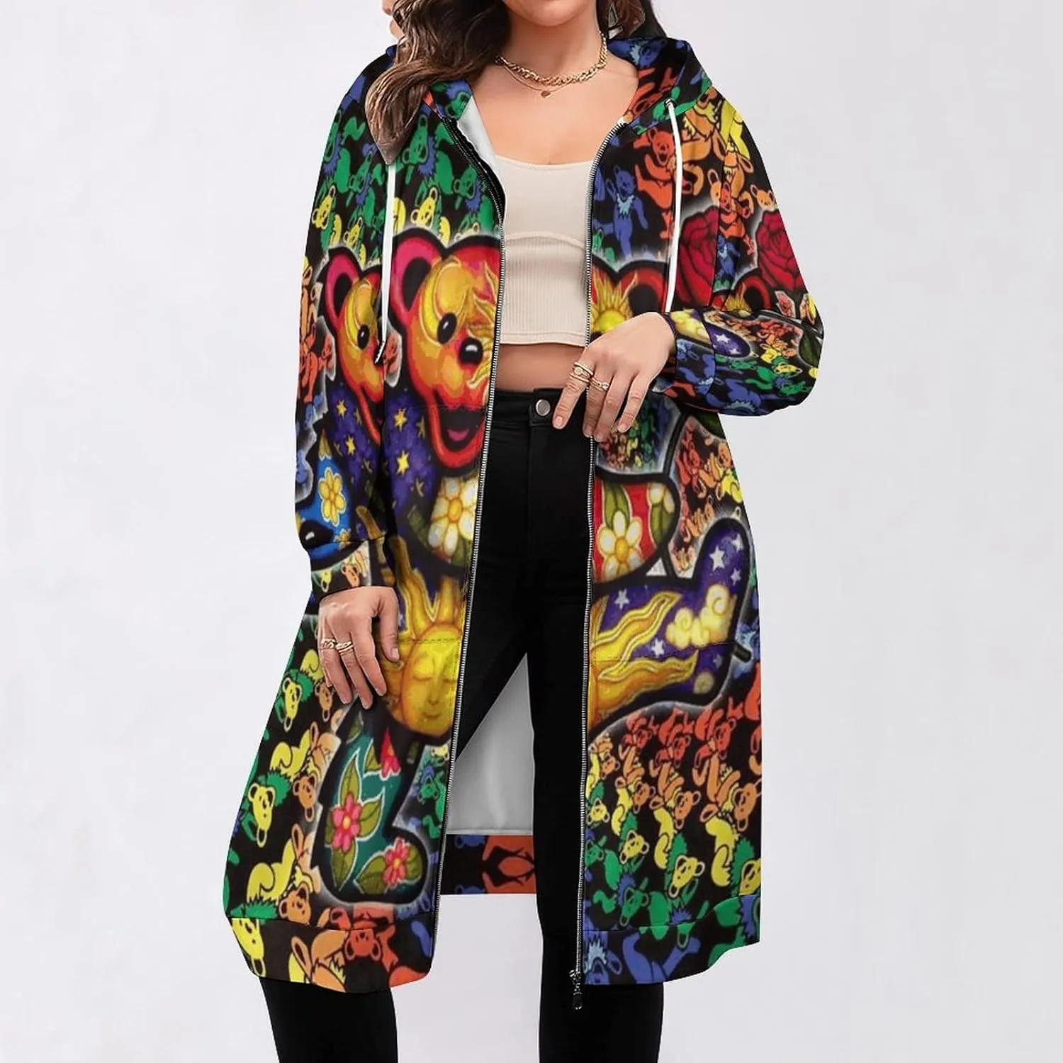 NEW Women's Full-Zip Casual Long Sleeve Oversized Sweatshirt Hoodie With Pocket Graphic Novelty