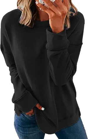NEYOUQE Women Crewneck Pullover Sweatshirt Casual Fall Fashion Color Block Loose Long Sleeve Tops Plain Sweatshirts