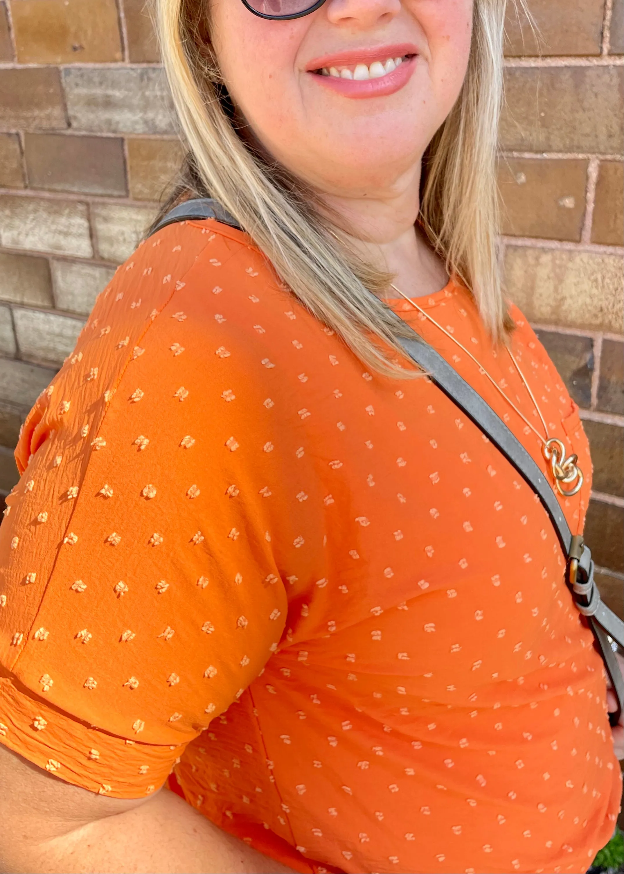 Orange Swiss Dot Chest Pocket T-Shirt