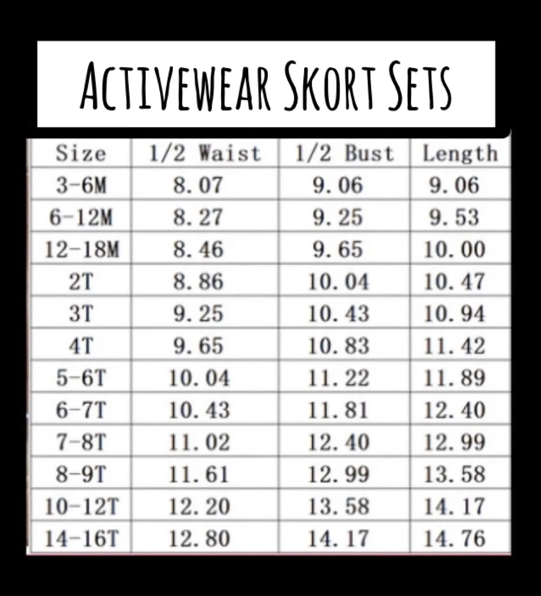 PREORDER Activewear Skort Sets