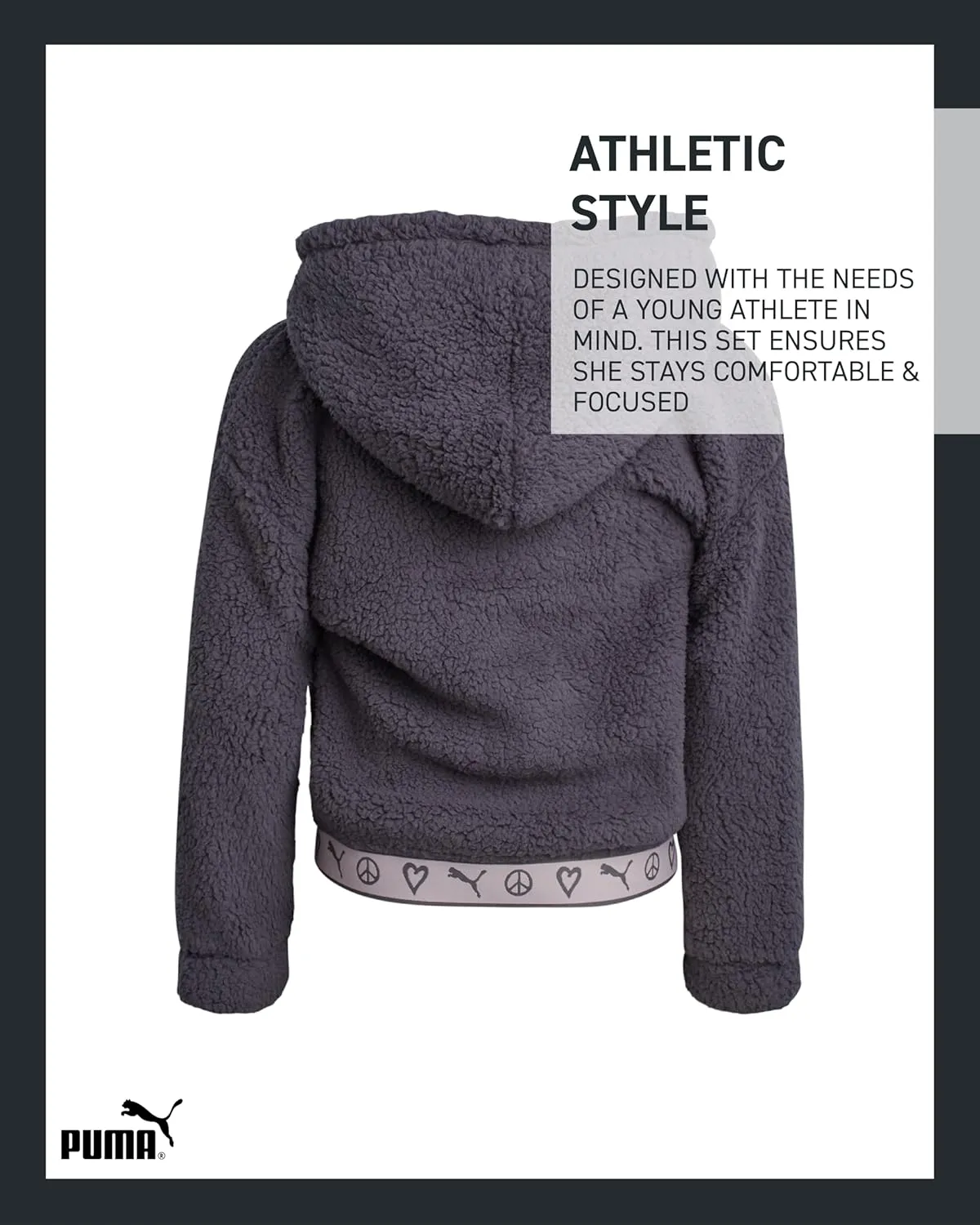 PUMA Girls' Sherpa Sweatshirt - Cozy Sherpa Full Zip-Up Ultra Soft Sherpa Fleece Hoodie Sweatshirt for Girls (4-16)