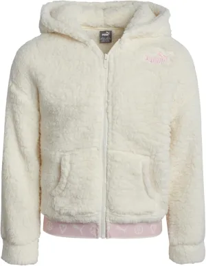 PUMA Girls' Sherpa Sweatshirt - Cozy Sherpa Full Zip-Up Ultra Soft Sherpa Fleece Hoodie Sweatshirt for Girls (4-16)