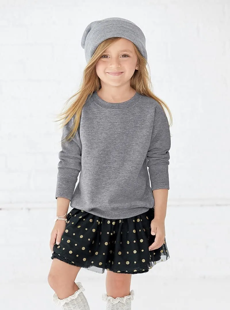 RABBIT SKINS Toddler Sweatshirt  Unisex Crewneck Pullover, Cozy Fleece, Long Sleeve, Soft & Warm, True to Size (Style 3317)
