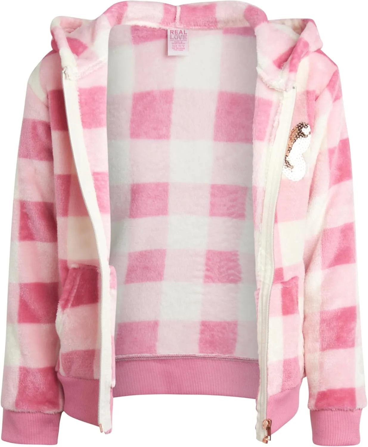 Real Love Girls' Sweatshirt - Super Soft Plush Fleece Zip-Up Hoodie Sweatshirt - Fuzzy Sweatshirt for Girls (7-16)