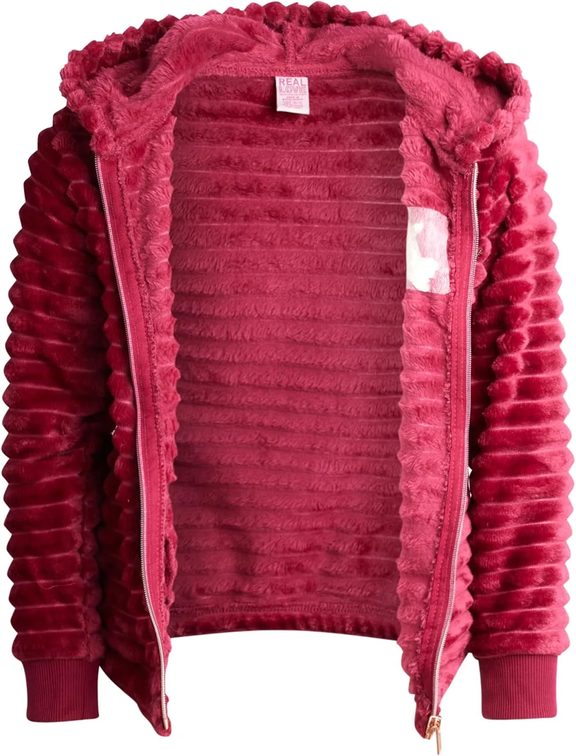 Real Love Girls' Sweatshirt - Super Soft Plush Fleece Zip-Up Hoodie Sweatshirt - Fuzzy Sweatshirt for Girls (7-16)