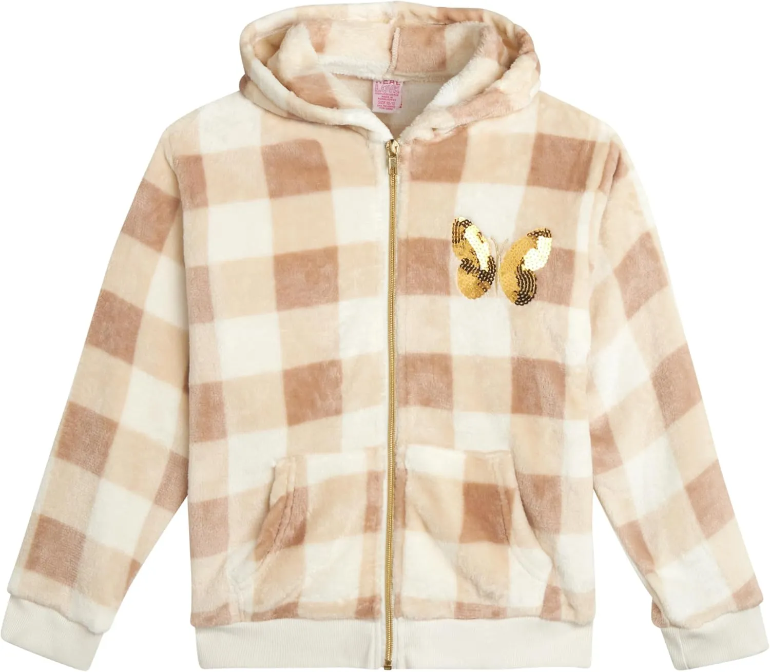 Real Love Girls' Sweatshirt - Super Soft Plush Fleece Zip-Up Hoodie Sweatshirt - Fuzzy Sweatshirt for Girls (7-16)