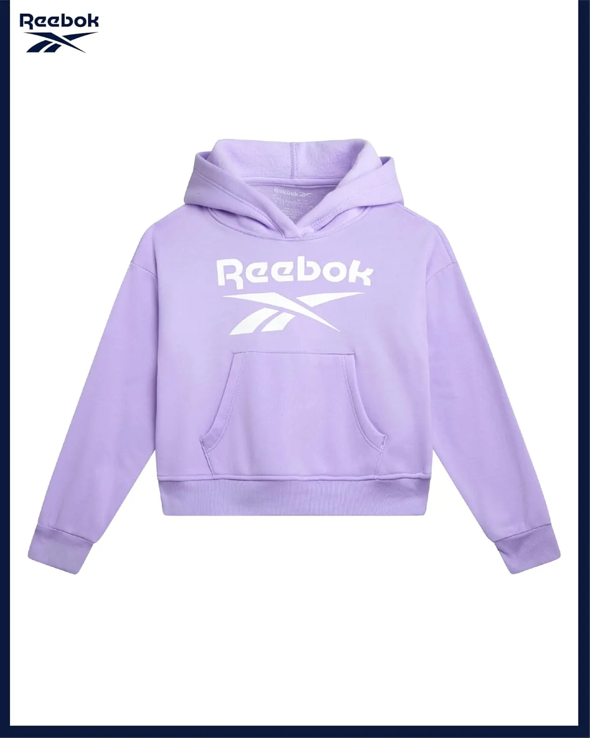 Reebok Girls' Hoodie - Soft Spun Fleece Pullover Sweatshirt with Front Pockets - Athletic Hoodies for Girls (7-12)