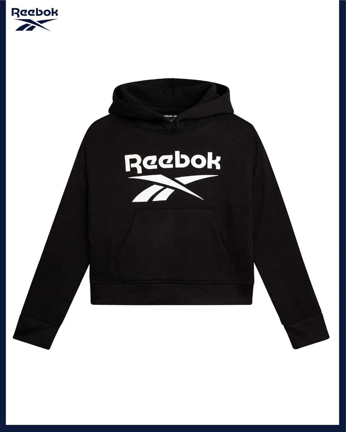 Reebok Girls' Hoodie - Soft Spun Fleece Pullover Sweatshirt with Front Pockets - Athletic Hoodies for Girls (7-12)
