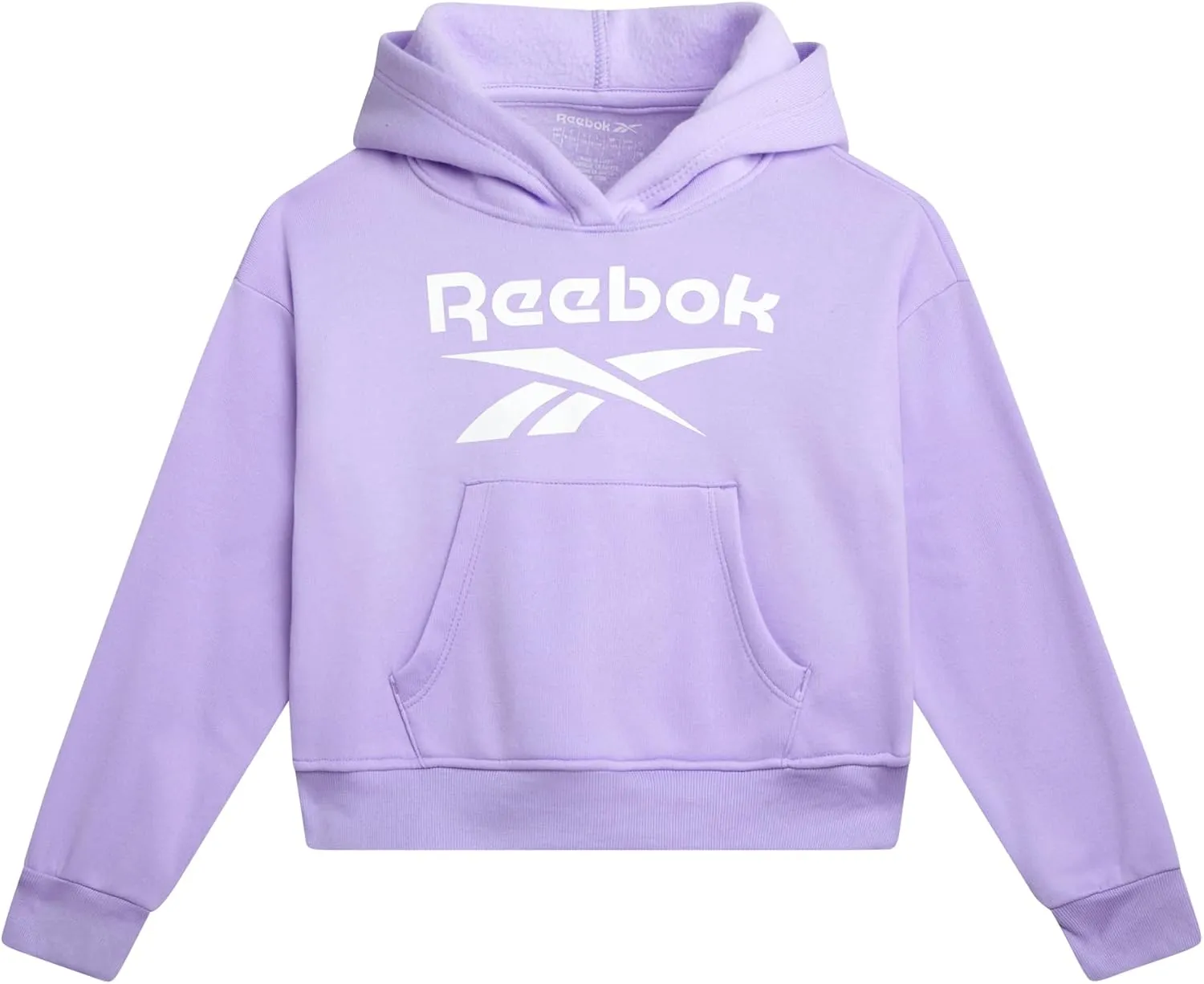 Reebok Girls' Hoodie - Soft Spun Fleece Pullover Sweatshirt with Front Pockets - Athletic Hoodies for Girls (7-12)
