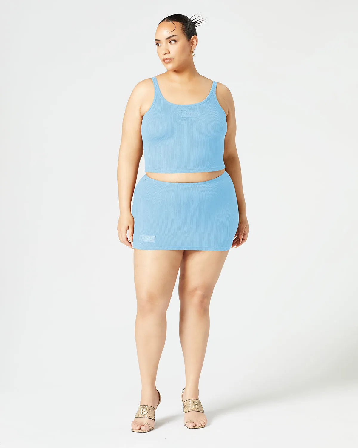 Ribbed Mid Rise Skirt