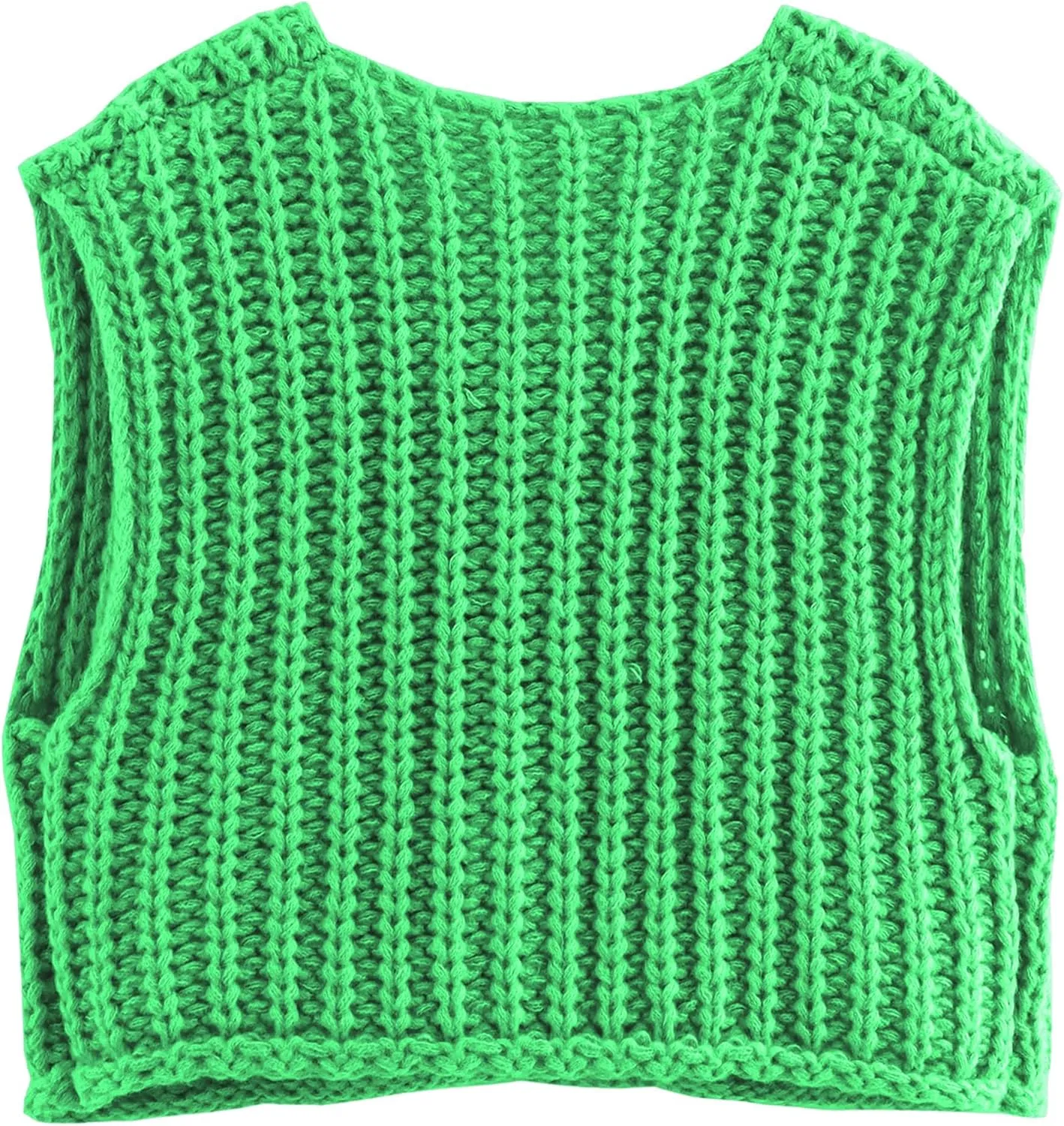 Sumleno Womens Trendy Knit Sweater Vest Solid Button Down Chunky Sleeveless Crochet Cardigan Y2k Crop Tank Tops Streetwear