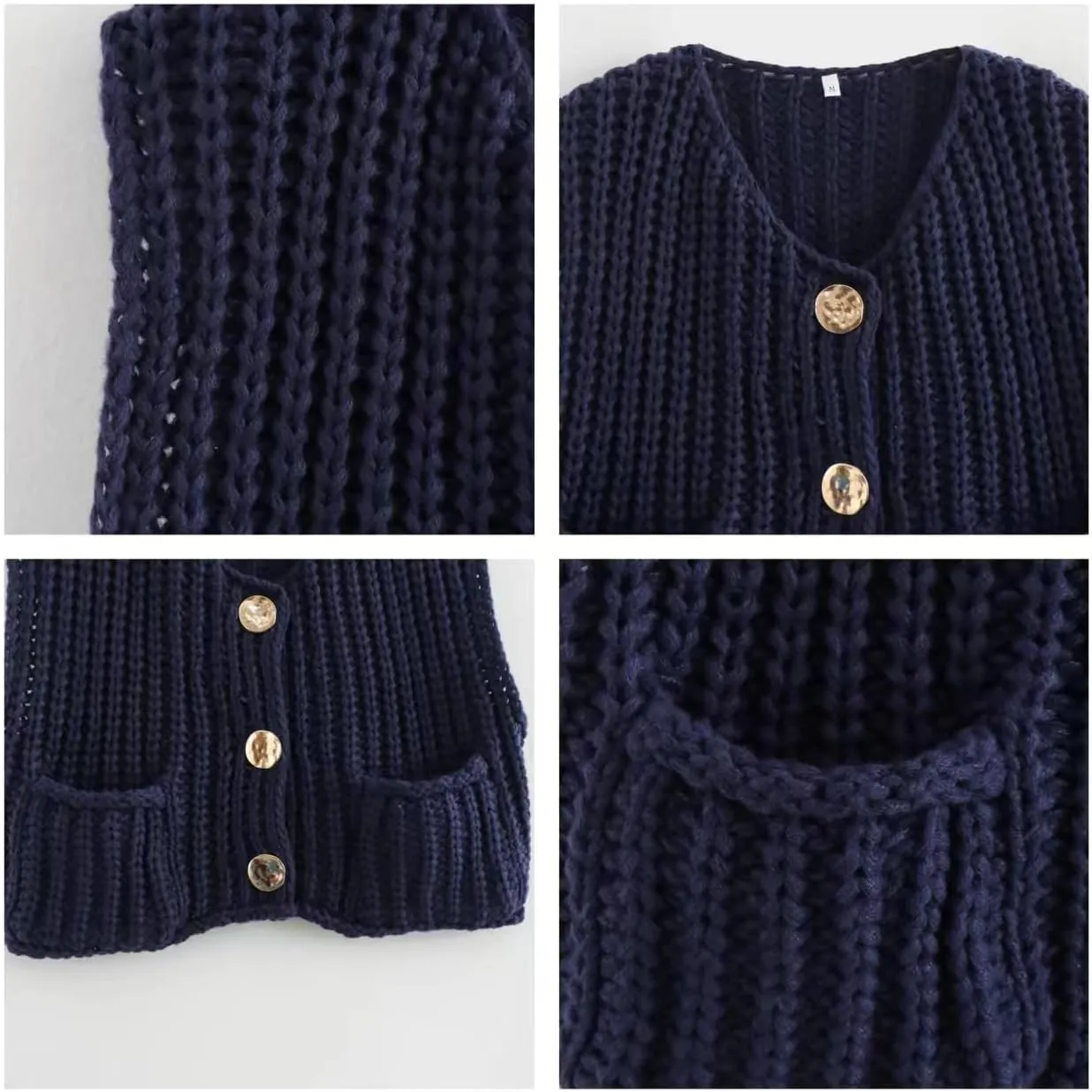 Sumleno Womens Trendy Knit Sweater Vest Solid Button Down Chunky Sleeveless Crochet Cardigan Y2k Crop Tank Tops Streetwear